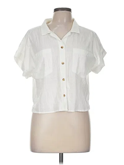 Pre-owned Francesca's Short Sleeve Blouse In Ivory