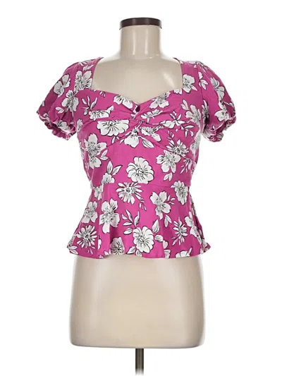 Pre-owned Francesca's Short Sleeve Blouse In Pink
