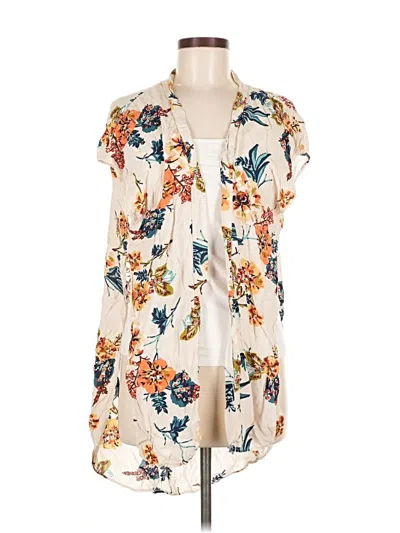 Pre-owned Francesca's Short Sleeve Blouse In White