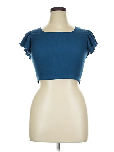 Pre-owned Francesca's Short Sleeve Top Blue Sweetheart Neckline Tops