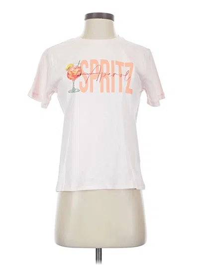Pre-owned Francesca's Short Sleeve T-shirt In White