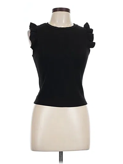 Pre-owned Francesca's Sleeveless Top Black Ruffles Neckline Tops