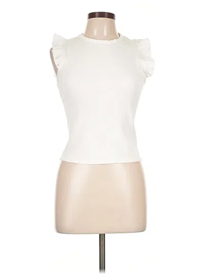 Pre-owned Francesca's Sleeveless Top Ivory Keyhole Neckline Tops