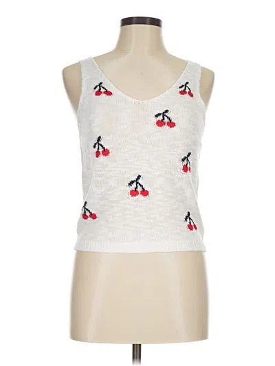 Pre-owned Francesca's Sleeveless Top Ivory Scoop Neck Tops