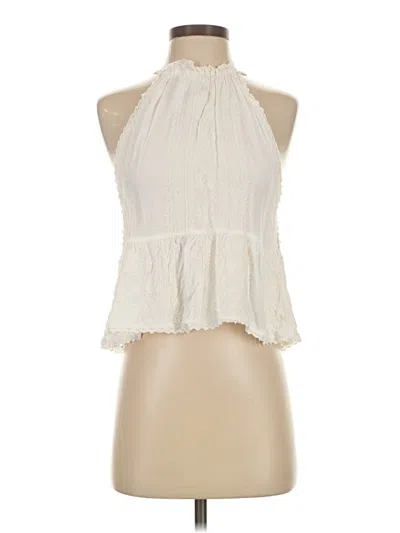 Pre-owned Francesca's Tank Top Ivory Halter Neckline Tops In White