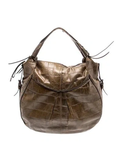 Pre-owned Francesco Biasia Alligator Shoulder Bag In Brown