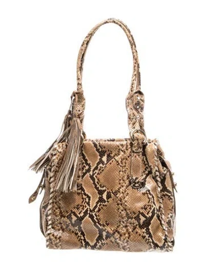 Pre-owned Francesco Biasia Embossed Leather Top Handle Bag In Neutral