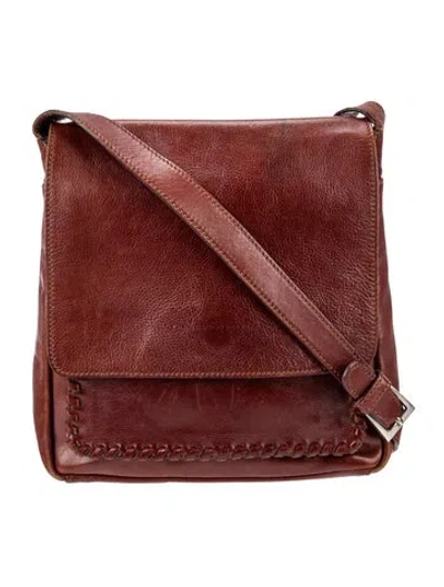 Pre-owned Francesco Biasia Leather Messenger Bag In Burgundy