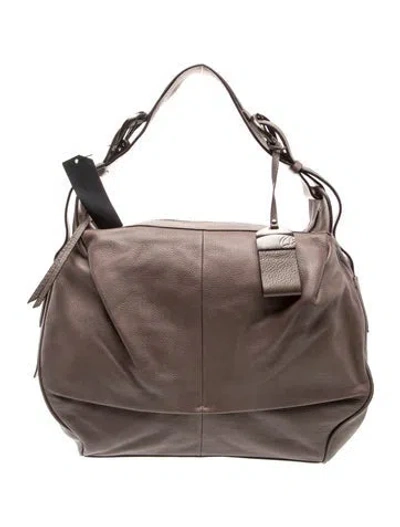 Pre-owned Francesco Biasia Leather Shoulder Bag In Gray