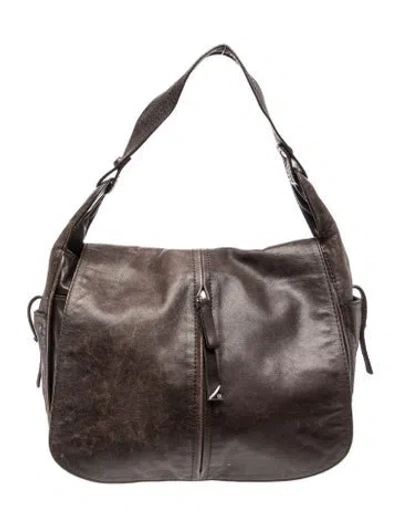 Pre-owned Francesco Biasia Leather Shoulder Bag In Grey