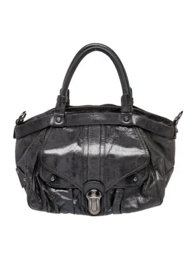 Pre-owned Francesco Biasia Leather Top Handle Bag In Black