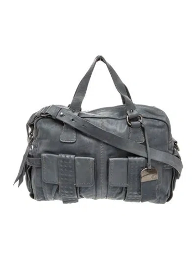 Pre-owned Francesco Biasia Leather Weekender Bag In Gray