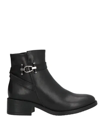 Francesco Brunelli Woman Ankle Boots Black Size 5 Calfskin In Multi