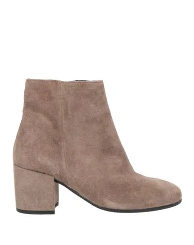 Francesco Brunelli Woman Ankle Boots Taupe Size 6 Leather In Multi