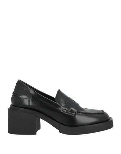 Francesco Brunelli Woman Loafers Black Size 8 Leather