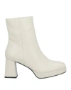 Francesco Milano Woman Ankle Boots Off White Size 8 Leather