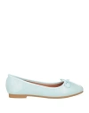 Francesco Milano Woman Ballet Flats Sky Blue Size 8 Leather In Blue