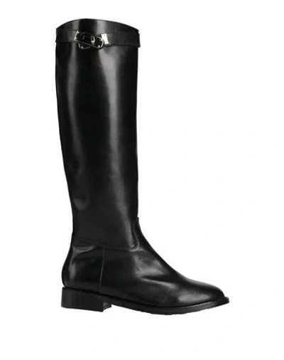 Francesco Milano Woman Boot Black Size 8 Leather In White