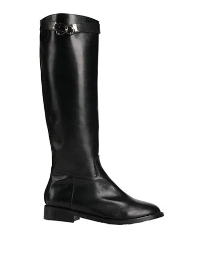 Francesco Milano Woman Boot Black Size 8 Leather In Black
