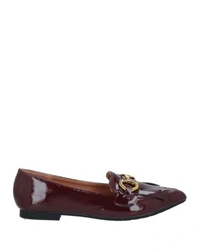 Francesco Milano Woman Loafers Burgundy Size 8 Leather In Red