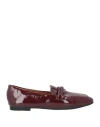 Francesco Milano Woman Loafers Burgundy Size 8 Leather In Red