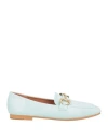 Francesco Milano Woman Loafers Sky Blue Size 11 Soft Leather In Blue