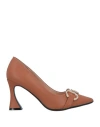 Francesco Milano Woman Pumps Brown Size 8 Leather
