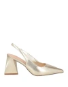 Francesco Milano Woman Pumps Platinum Size 8 Leather In Grey