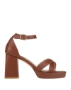 Francesco Milano Woman Sandals Brown Size 8 Leather