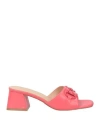 Francesco Milano Woman Sandals Coral Size 8 Leather In Red