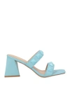 Francesco Milano Woman Sandals Sky Blue Size 8 Leather In Blue