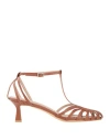 Francesco Milano Woman Sandals Tan Size 8 Leather In Brown
