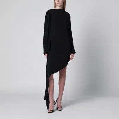Francesco Murano Black Asymmetric Silk-blend Dress