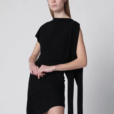 Francesco Murano Black Asymmetric Viscose Top