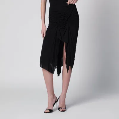 Francesco Murano Black Draped Skirt With Front Slit