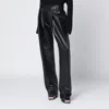 Francesco Murano Black Faux Leather Trousers In Black