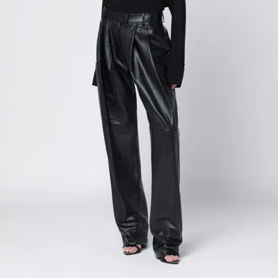 FRANCESCO MURANO BLACK FAUX LEATHER TROUSERS