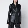 Francesco Murano Black Single-breasted Leather Blazer In Black