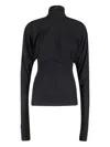 Francesco Murano Cuff Turtleneck Top In Black