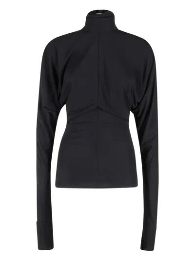 Francesco Murano Cuff Turtleneck Top In Black