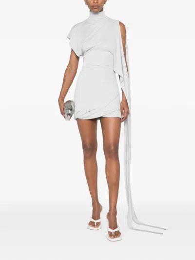 Francesco Murano White Asymmetric Silk-blend Dress In Neutral
