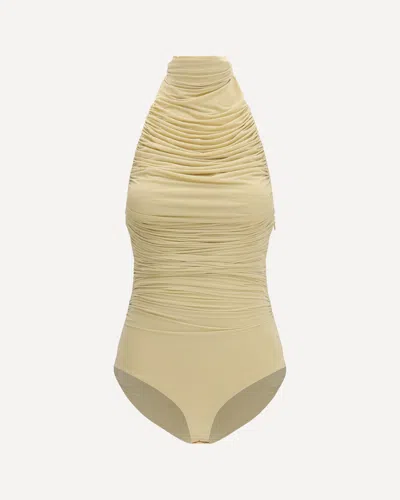 Francesco Murano Draped Bodysuit In Yellow