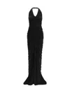 Francesco Murano Long Draped One-shoulder Dress In Black