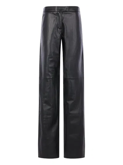 Francesco Murano Leather Trousers In Black