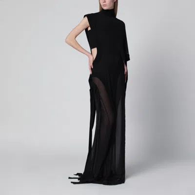 Francesco Murano Long Black One-shoulder Silk Dress