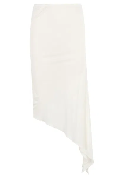 Francesco Murano Midi Skirt With Asymmetrical Pointed Hemline In White