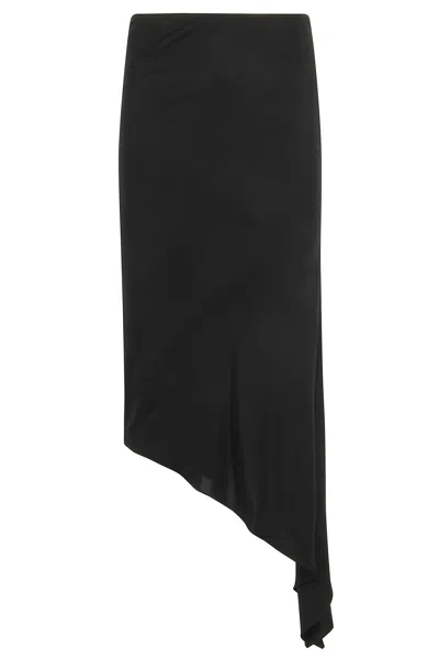 Francesco Murano Midi Skirt With Wide Side Slit In Black