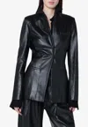 Francesco Murano Black Single Breasted Leather Blazer In Black