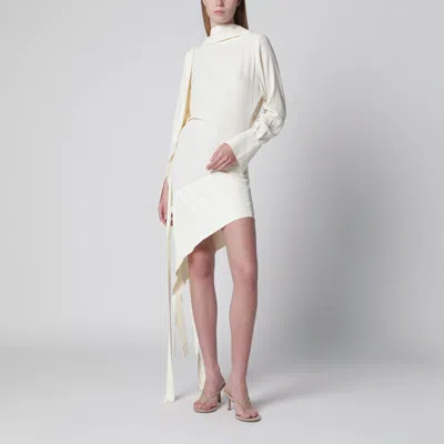 Francesco Murano White Asymmetric Silk-blend Dress In Neutral