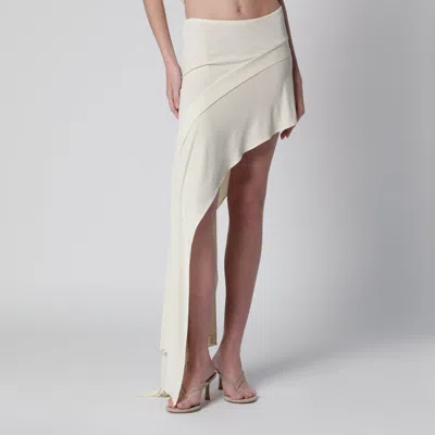 FRANCESCO MURANO FRANCESCO MURANO WHITE MINI SKIRT WITH SIDE TRAIN